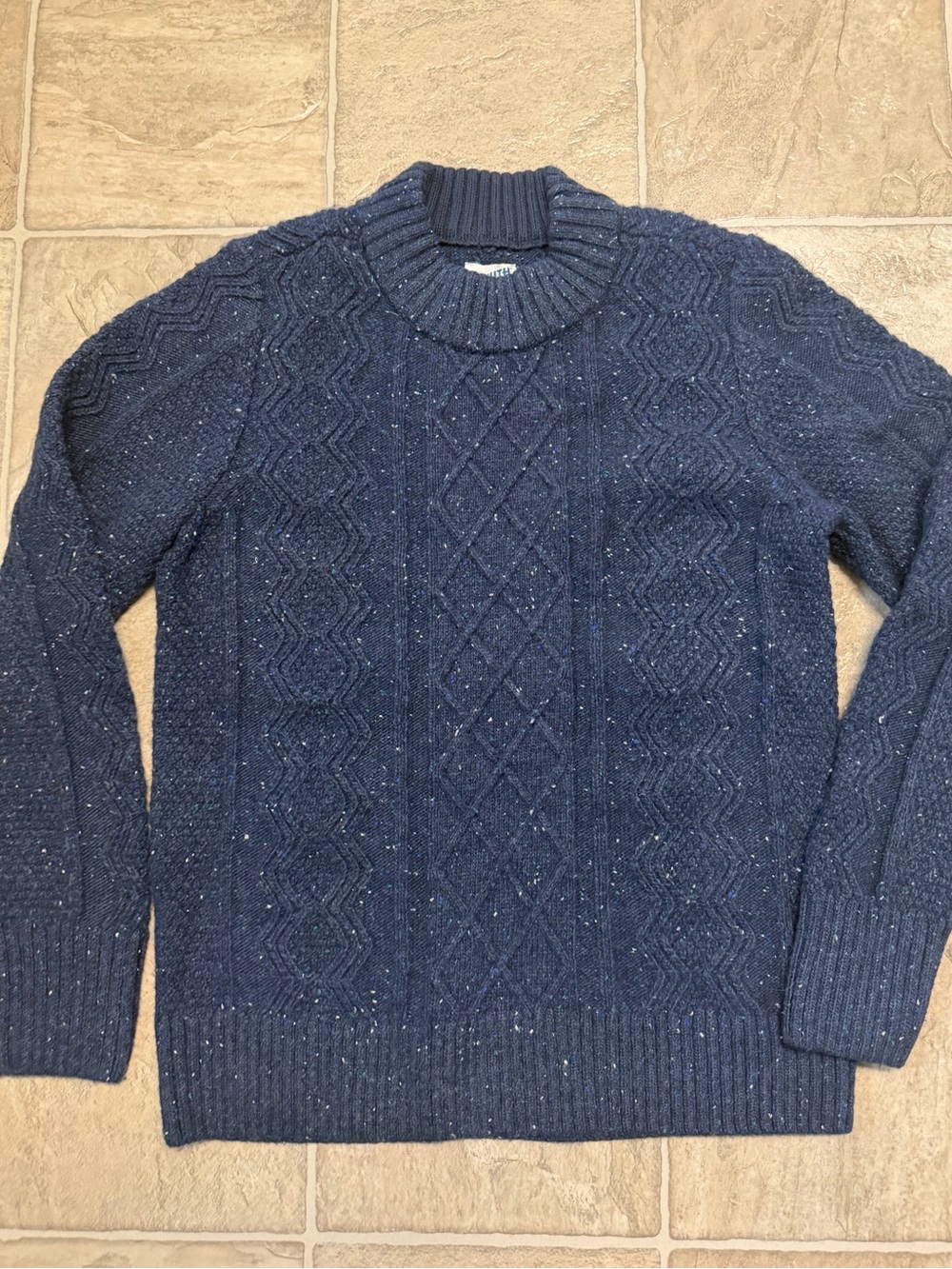Women’s Duluth Navy Speckled Cable Knit Crewneck Sweater- NWOT